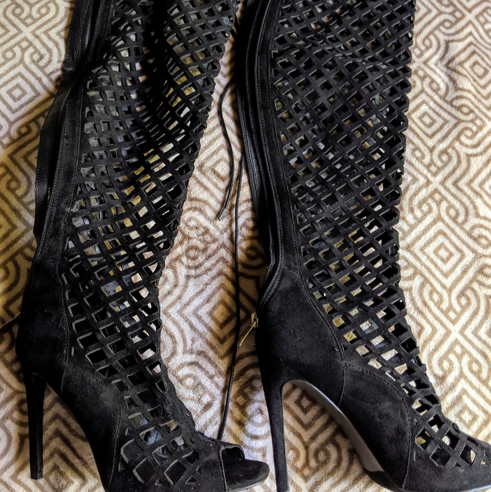 Thigh High Cage boots
